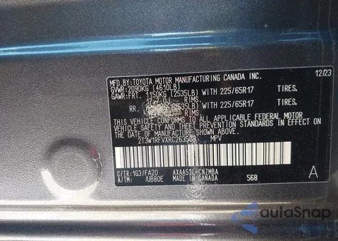 2024 Toyota Rav4 Xle from USA, damaged, VIN 2T3W1RFVXRC263508